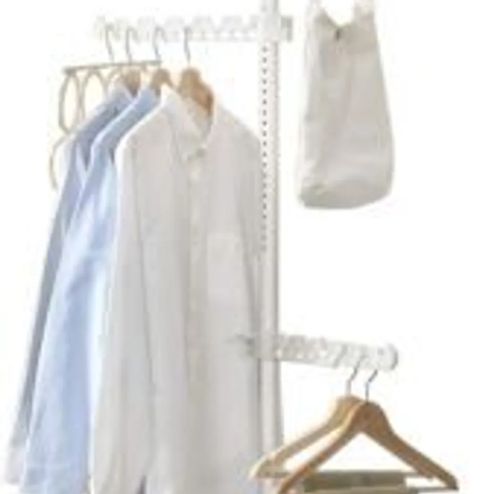 BOXED EN.CASA TELESCOPIC GARMENT HANGER HEAVY DUTY CLOTHES HANGER ADJUSTABLE WHITE