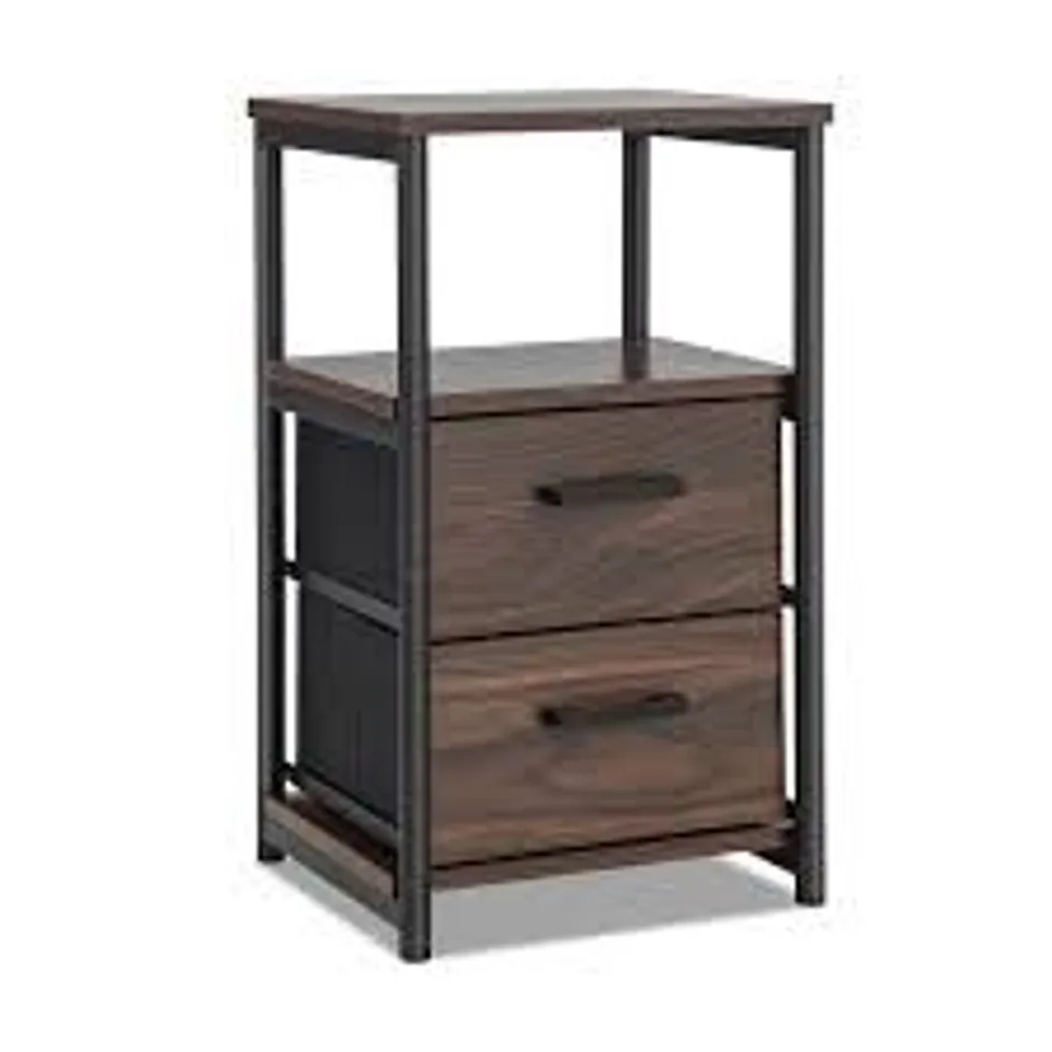 BOXED COSTWAY RUSTIC BROWN METAL FRAME BEDSIDE TABLE