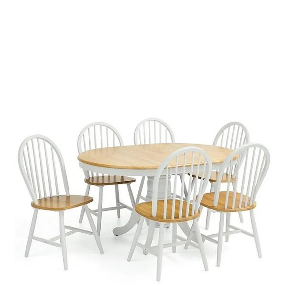 BOXED RUBBERWOOD TOP KENTUCKY 100 - 130cm EXTENDING + 6 CHAIRS (4 BOXES)