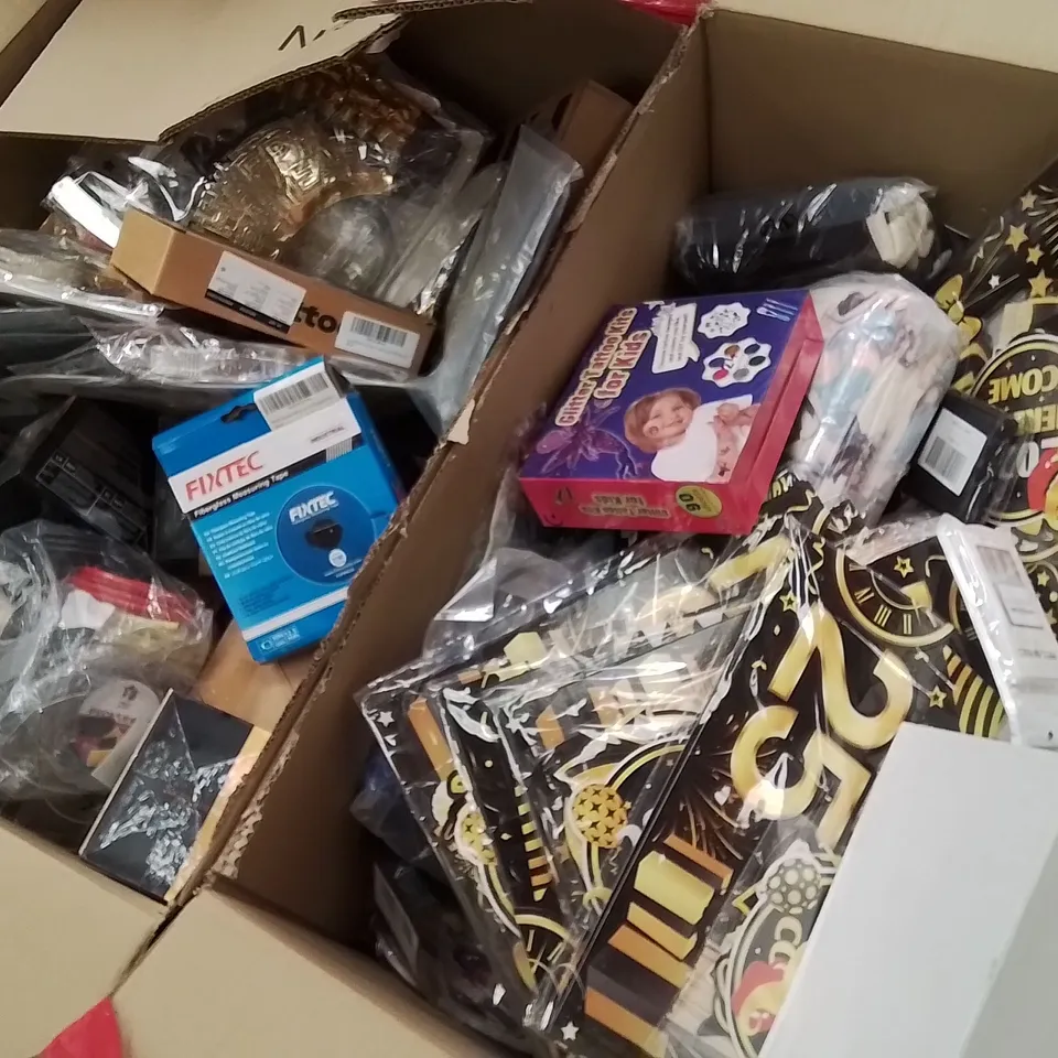 PALLET CONTAINING VARIOUS ASSORTED ITEMS TO INCLUDE:  FACE MASKS, PARTY BANNERS, KIDS TATTOO KIT, ETC.