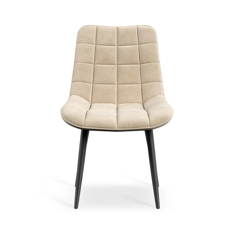 BOXED SET OF 4 NOVA VELVET DINING CHAIRS - BEIGE (1 BOX)