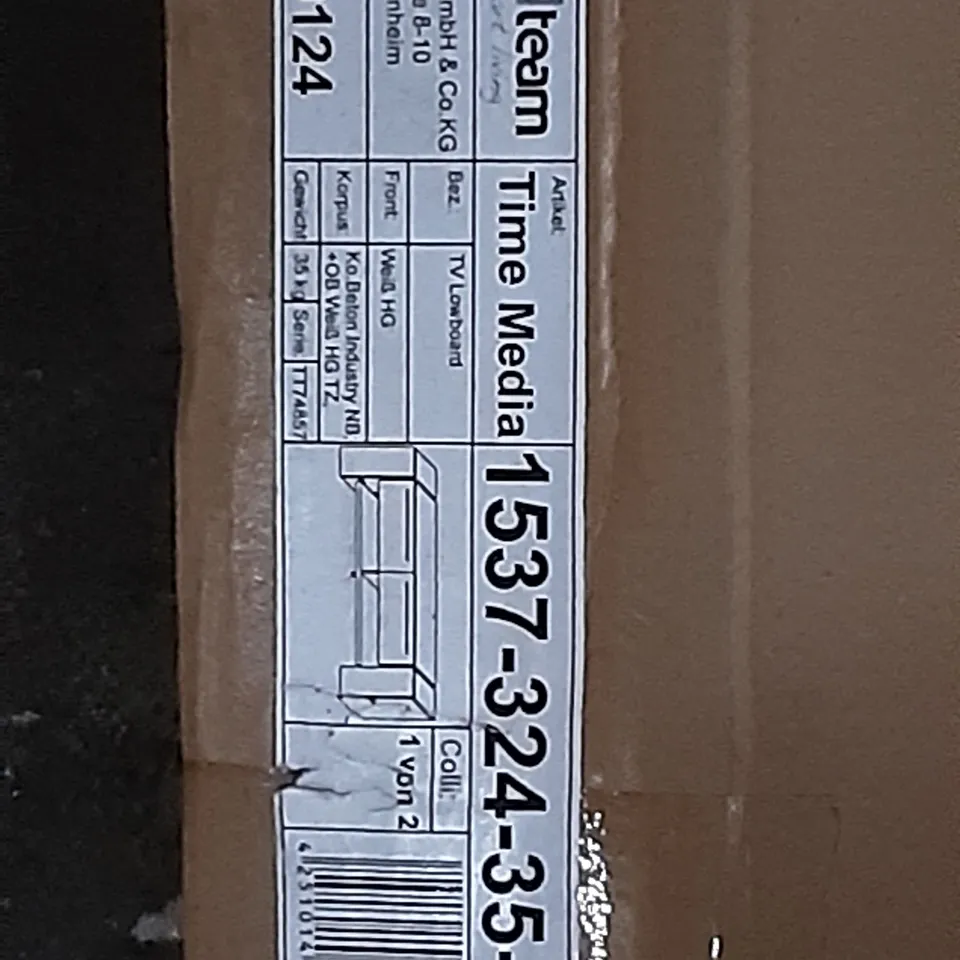 BOXED TV LOWBOARD , WHITE , 2 BOXES  