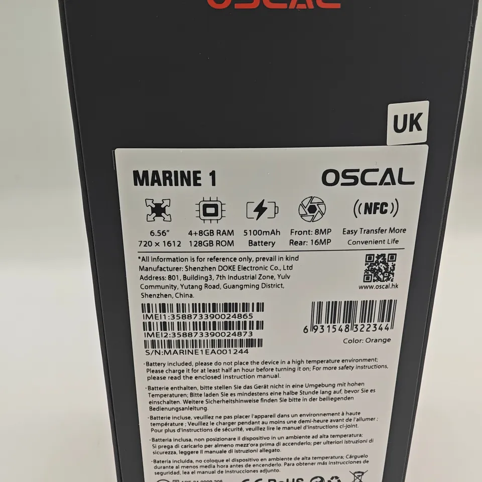 BOXED OSCAL MARINE 1 128GB IN ORANGE