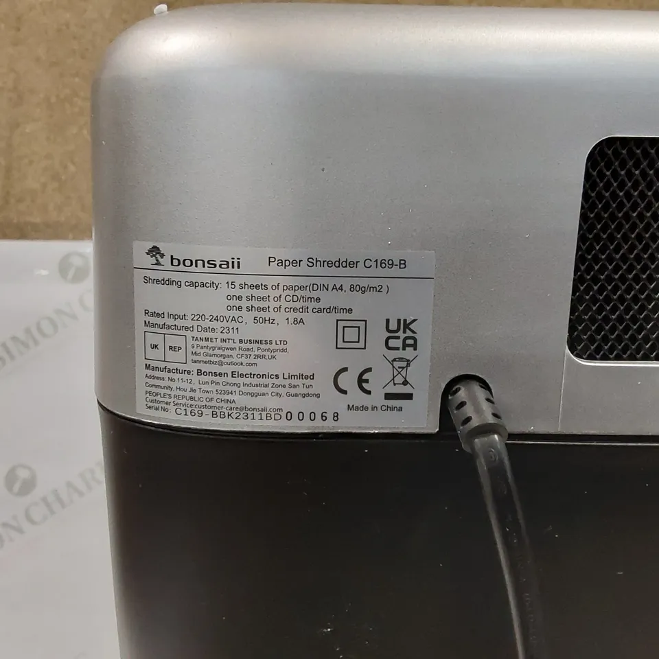 BOXED BONSAI 15 SHEET C169-B PAPER SHREDDER (1 BOX)