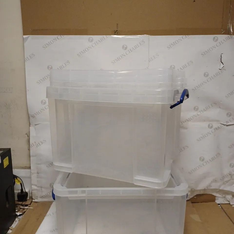 35 LITRE PACK OF 2 CLEAR PLASTIC STORAGE BOXES