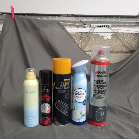 APPROXIMATELY 15 ASSORTED AEROSOLS TO INCLUDE RITUALS FOAMING SHOWER GEL, FEBREZE AIR MIST AND HOLTS PROFESSIONAL BRAKE CLEANER