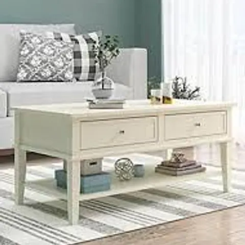 BOXED FRANKLIN 2 DRAWER COFFEE TABLE IN WHITE (1 BOX)