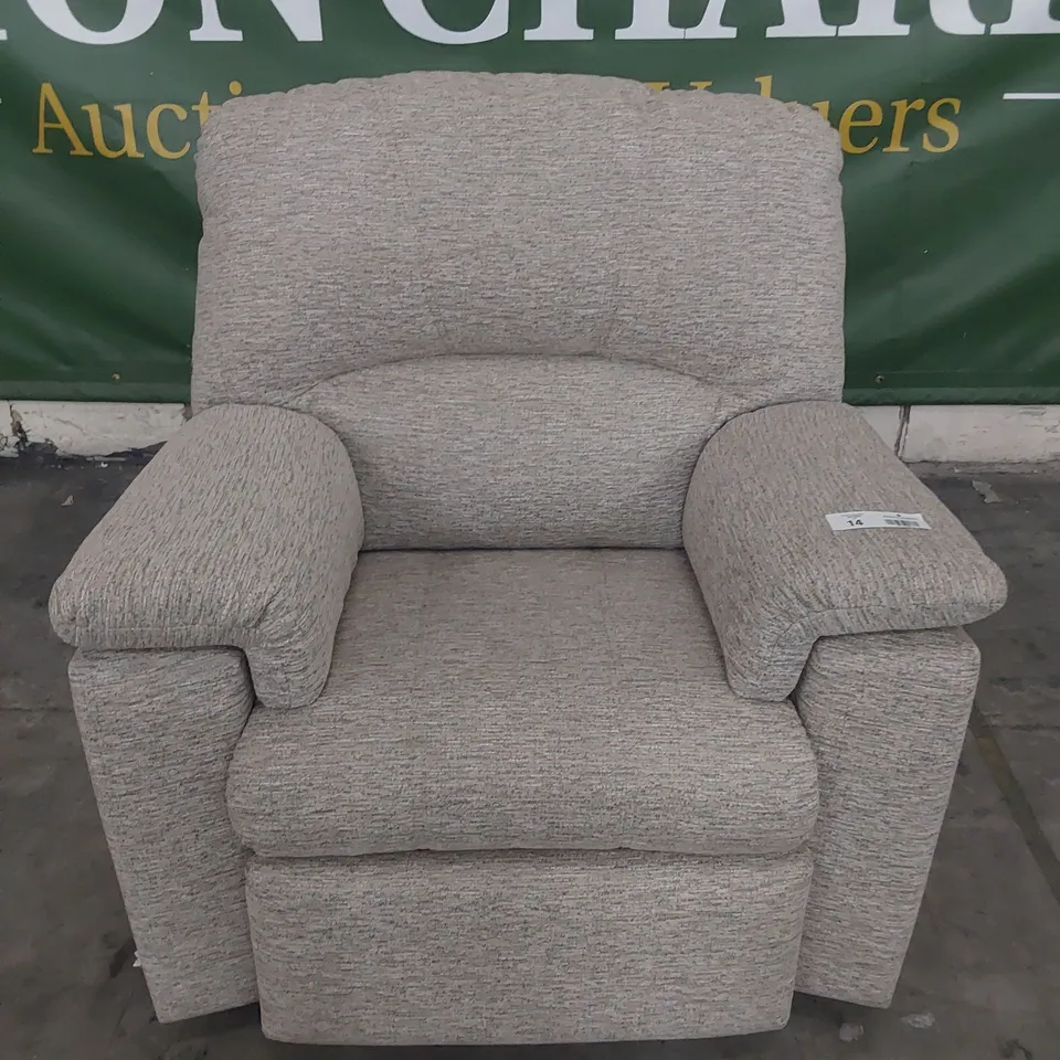 QUALITY BRITISH DESIGNER G PLAN CHLOE POWER RECLINING EASY CHAIR MIRAGE PUTTY FABRIC 