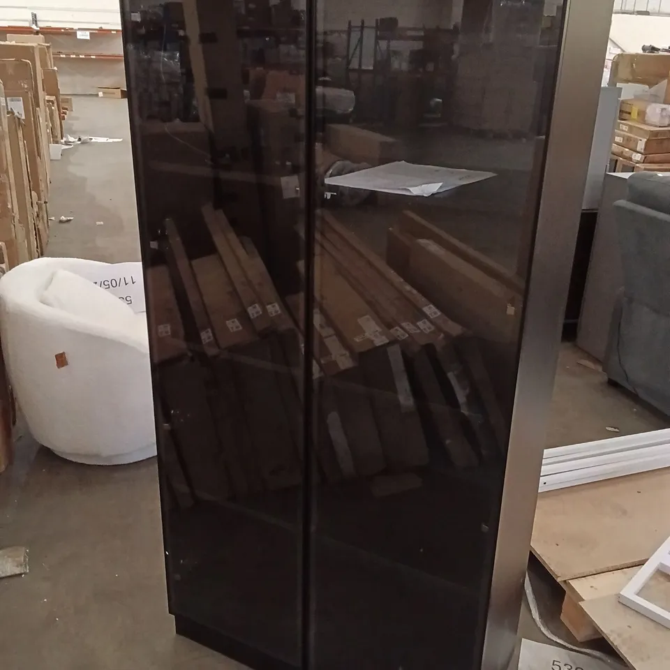 2-GLASS DOOR WARDROBE WITH LED LIGHTING - BLACK