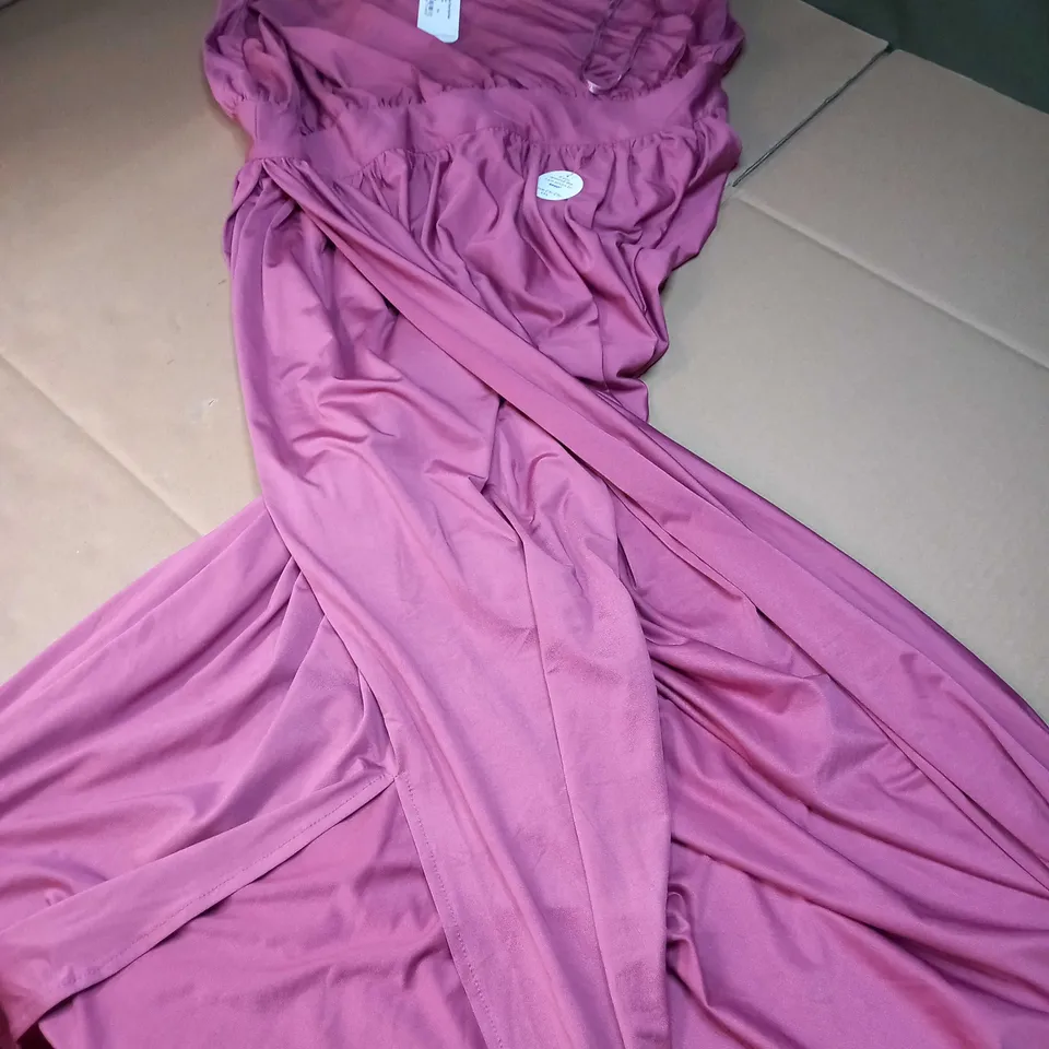 CHICHI PINK ONE SHOULDER DRAPE STYLE MAXI DRESS - SIZE 16