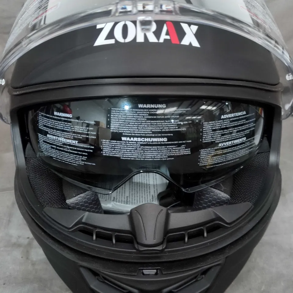 ZORAX BLACK FULL-FACE MOTORCYCLE HELMET WITH CLEAR VISOR 