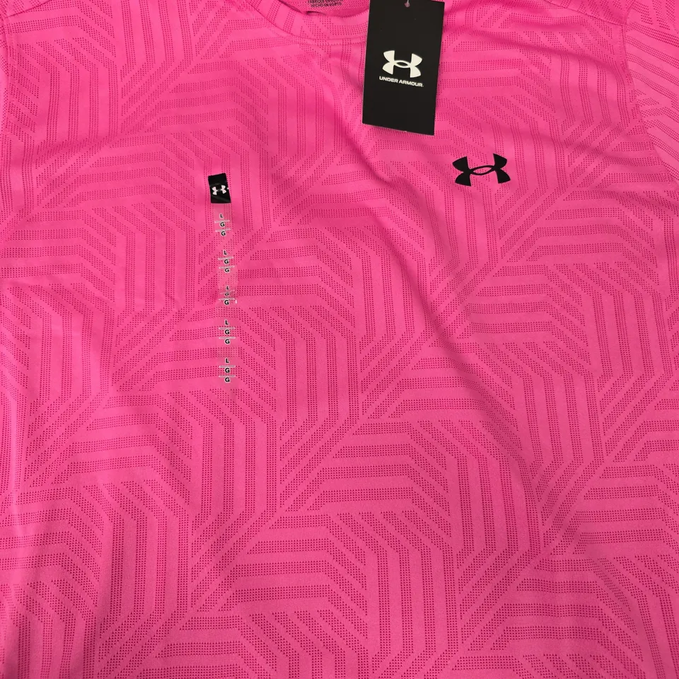 UNDER ARMOUR TECH VENT GEOTESSA SHORT SLEEVE TOP IN PINK SIZE LARGE
