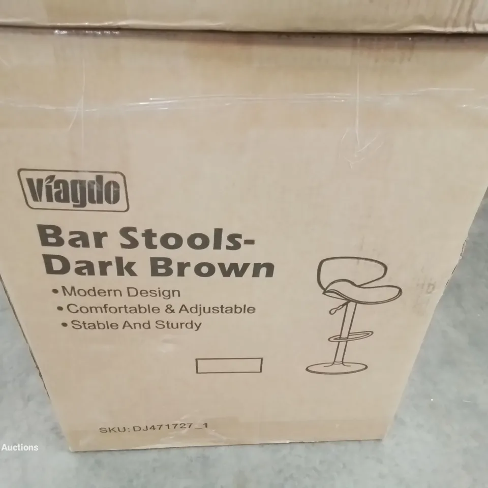 BOXED DARK BROWN BAR STOOL 