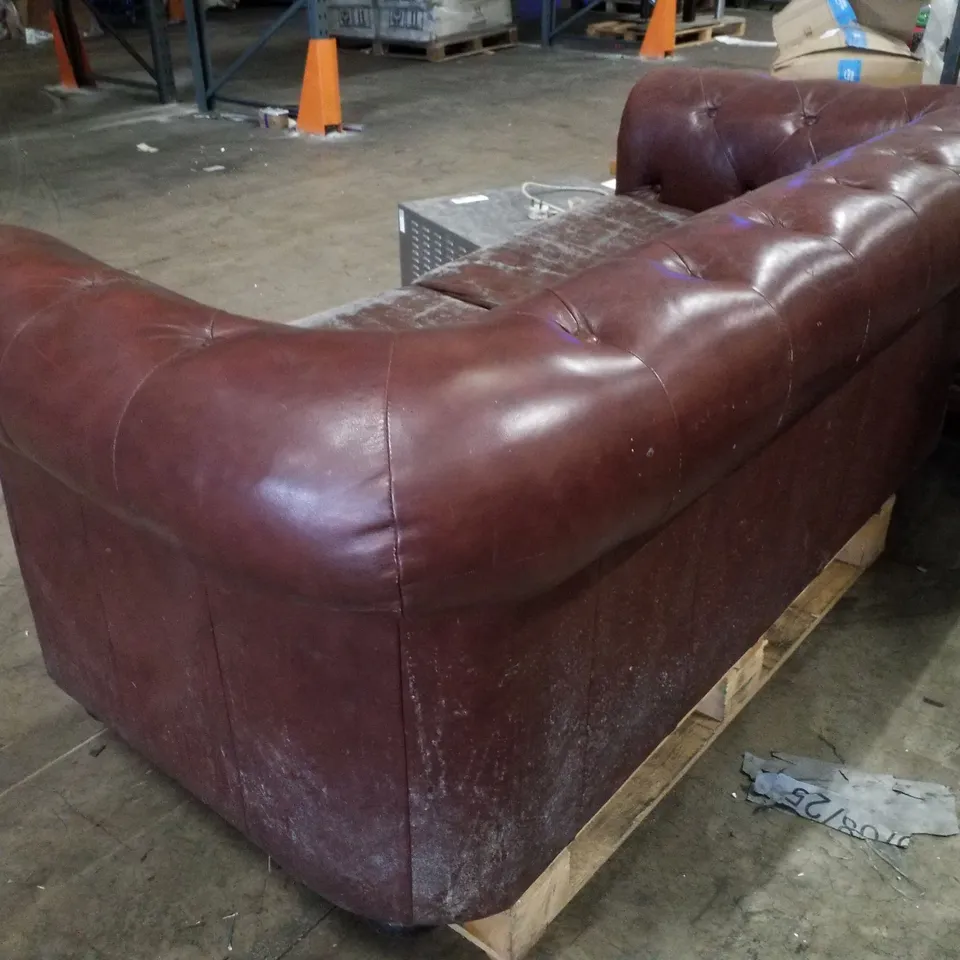 2 SEATER SOFA - BROWN FAUX LEATHER