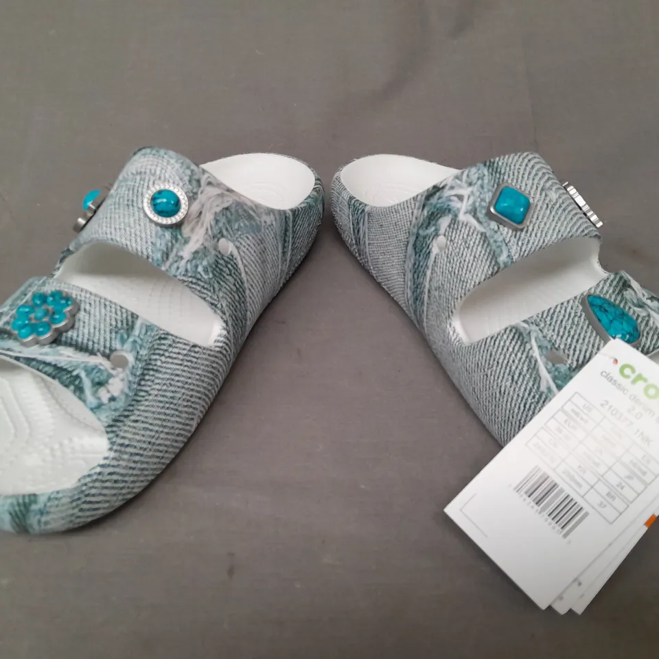 PAIR OF CROCS CLASSIC DENIM MOONLIGHT SANDALS UK SIZE M5/W6