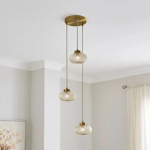 BOXED SILAS EMBOSSED 3 LIGHT ADJUSTABLE CLUSTER CEILING LIGHT