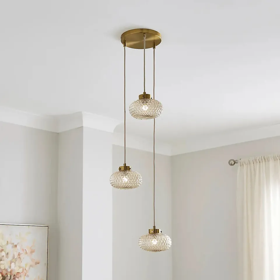 BOXED SILAS EMBOSSED 3 LIGHT ADJUSTABLE CLUSTER CEILING LIGHT