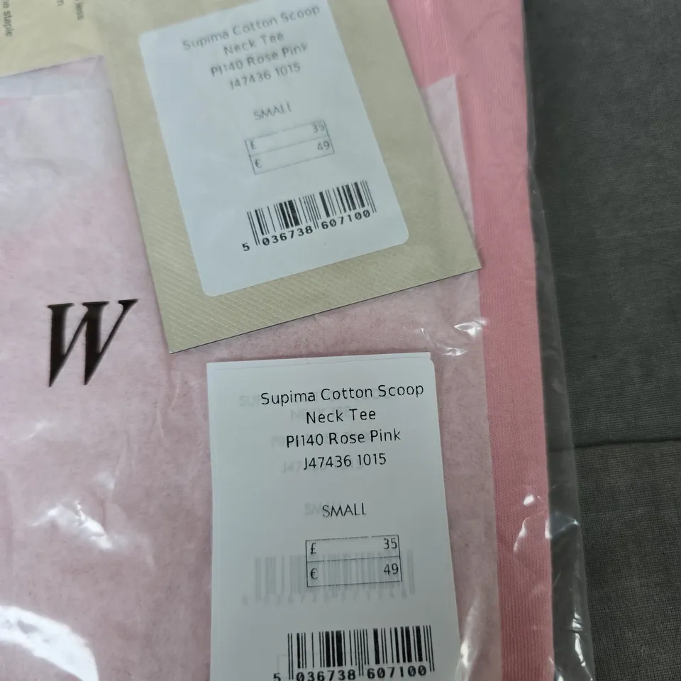 JIGSAW SUPIMA COTTON SCOOP NECK TEE – ROSE PINK, SMALL