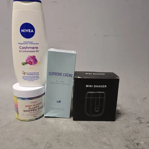 APPROXIMATELY 15 ASSORTED HEALTH & BEAUTY ITEMS TO INCLUDE -MINI SHAVER , NIVEA CASHMERE , SUPREME CREME ETC