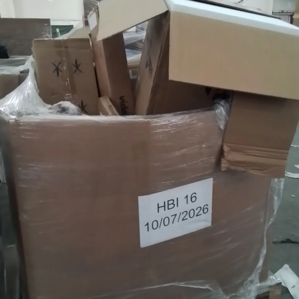 PALLET OF ASSORTED HOUSEHOLD GOODS AND PRODUCTS TO INCLUDE;CORDLESS TRIMMER,STEEL PAN,CHANDELIER
