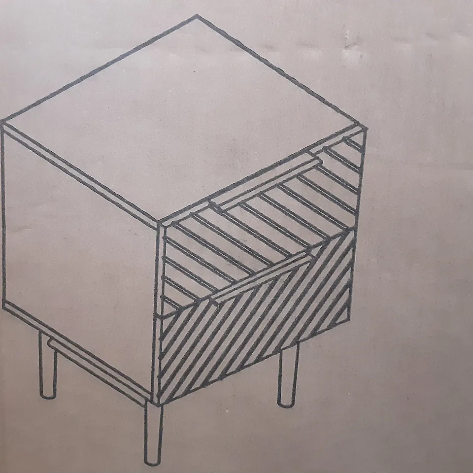 BOXED BEDSIDE TABLE IN GREY