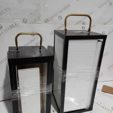 BUNDLEBERRY BY AMANDA HOLDEN SET OF 2 SQUARE LANTERNS WITH REMOVABLE LAMPS - BLACK