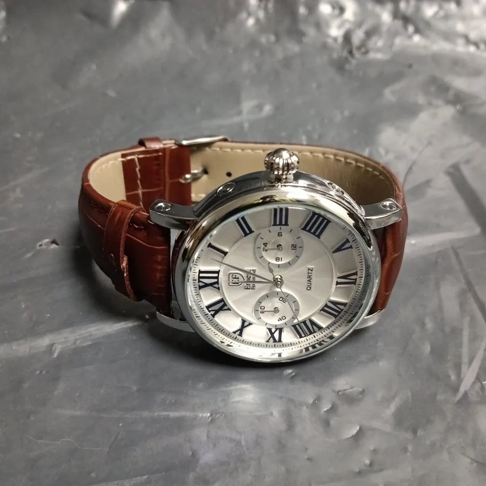 MENS ERNEST FERDINAND WATCH – FUNCTIONING SUB DIALS – LEATHER STRAP