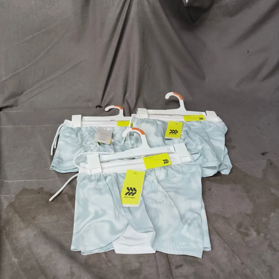 3 X ALL IN MOTION 2-IN-1 SHORTS – UK 6-7 (S 6/7) – DOUBLE LAYER RUN SHORT TAGGED