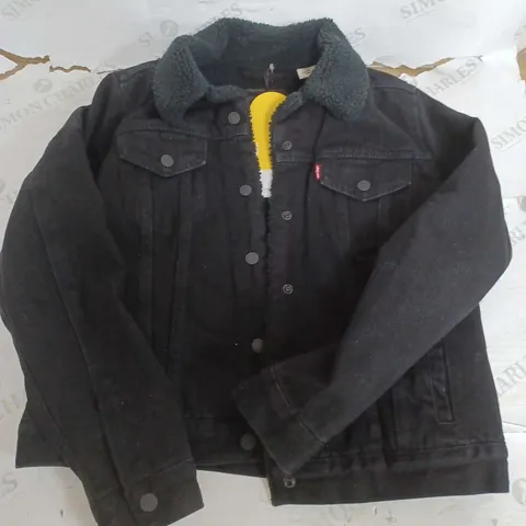 LEVI'S PREMIUM BLACK ORIGINAL TRUCKER JACKET - MEDIUM