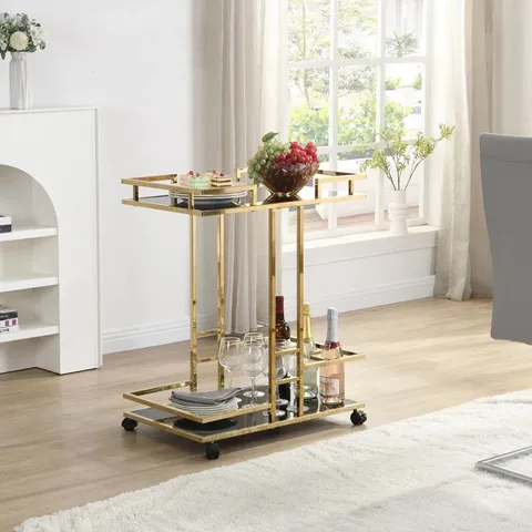 BOXED ELLIOT METAL BAR CART - GOLD (1 BOX)
