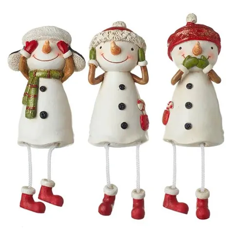 BOXED 3 PIECE SITTING SNOWMAN SET