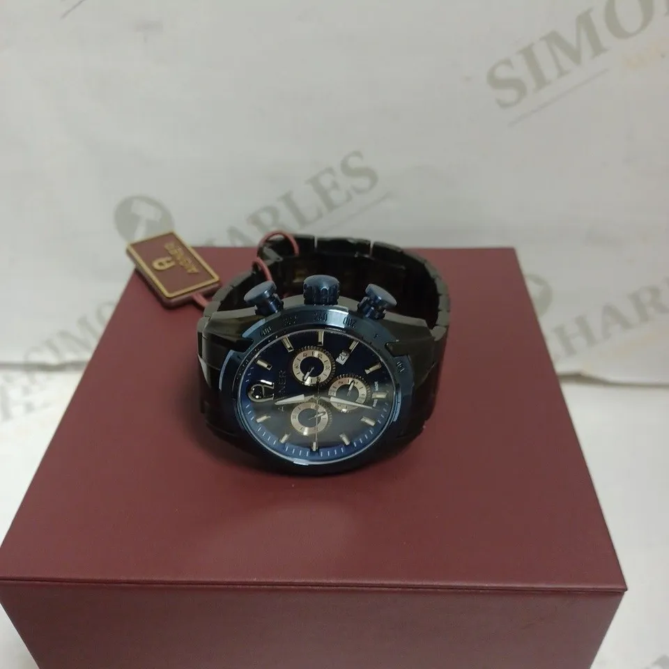 BOXED AIGNER GENTS BENEVENTO SWISS MADE WATCH - ALL STAINLESS STEEL - WATER RESISTANT 5 ATM - SUB DIAL. 