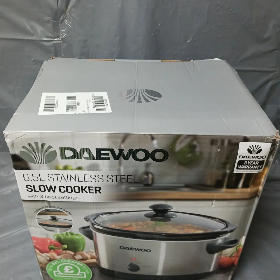 BOXED DAEWOO 6.5L SLOW COOKER STAINLESS STEEL