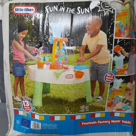 BOXED LITTLE TIKES FOUNTAIN FACTORY WATER TABLE