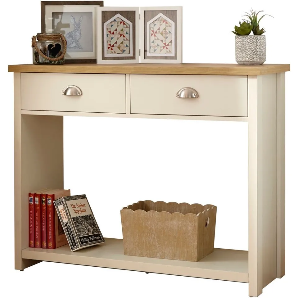 BOXED GFW LANCASTER 2 DRAWER CREAM CONSOLE TABLE (1 BOX)