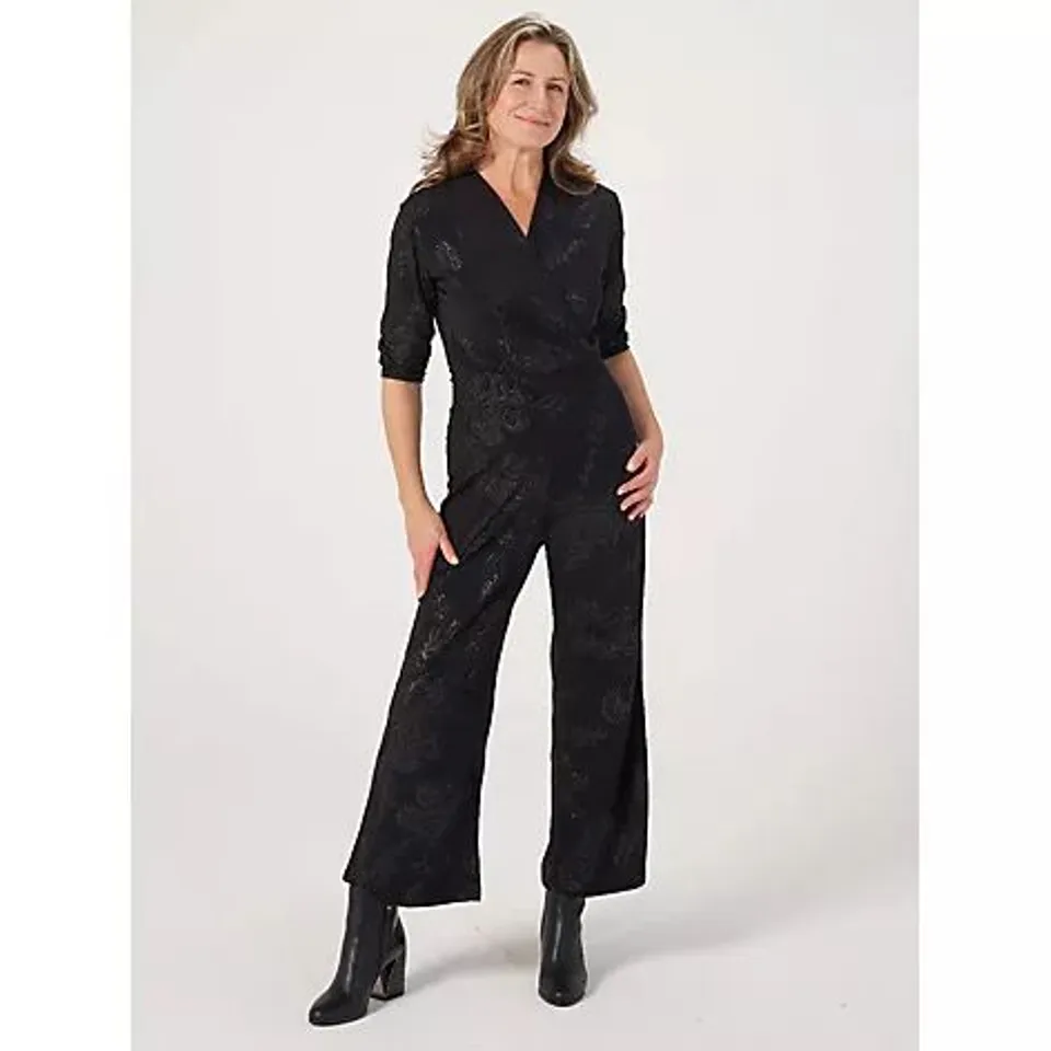 KIM & CO FOIL PAISLEY BRAZIL JERSEY JUMPSUIT- SMALL