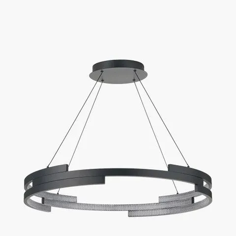 BOXED SIENNA BLACK METAL LED RING PENDANT