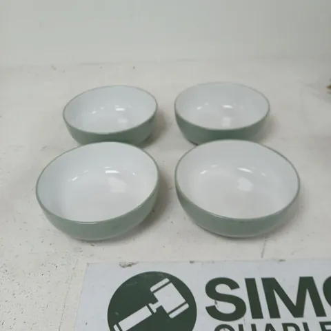SET OF 4 CERAMIC BOWLS β PALE SAGE EXTERIOR, WHITE INTERIOR
