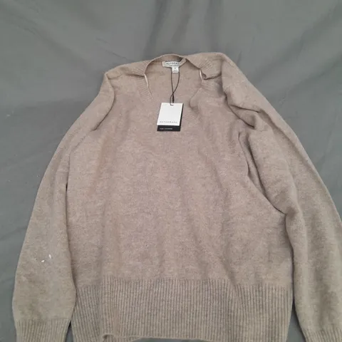 AUTOGRAPH V NECK CASHMERE SWEATER IN CAPPUCINO SIZE M