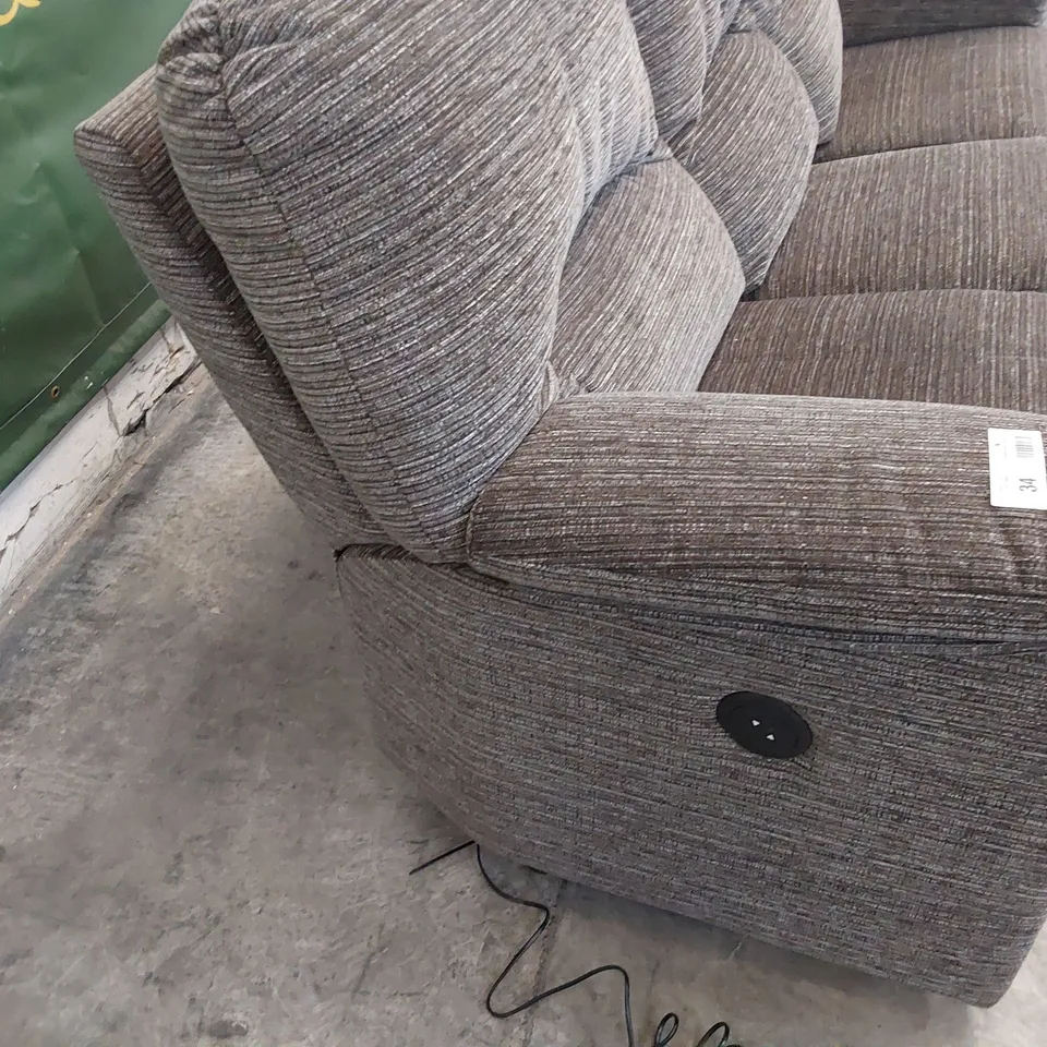QUALITY BRITISH DESIGNER G PLAN SEATTLE POWER RECLINING THREE SEATER SOFA GIRONA SMOKE FABRIC 