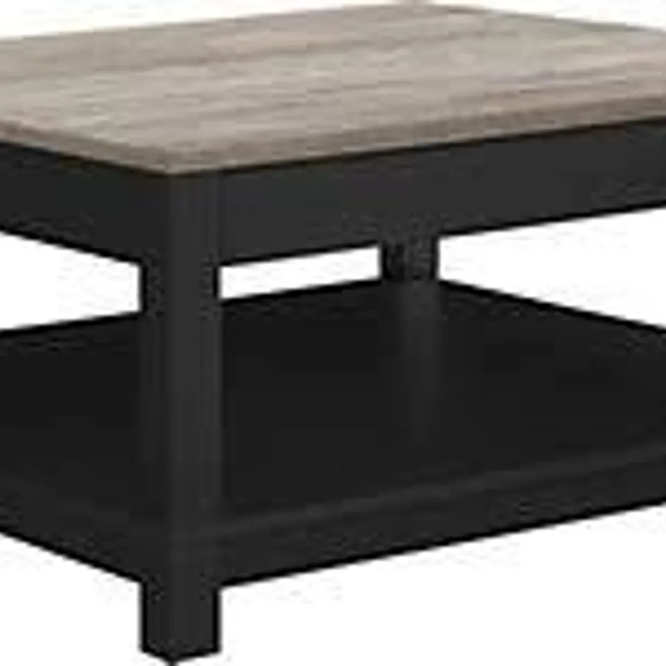 BOXED CARVER COFFEE TABLE WITH 1 SHELF IN BLACK (1 BOX)