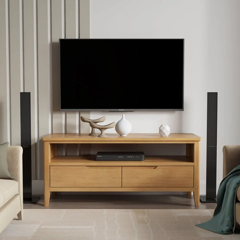 BOXED ARLON OAK PLASMA TV UNIT