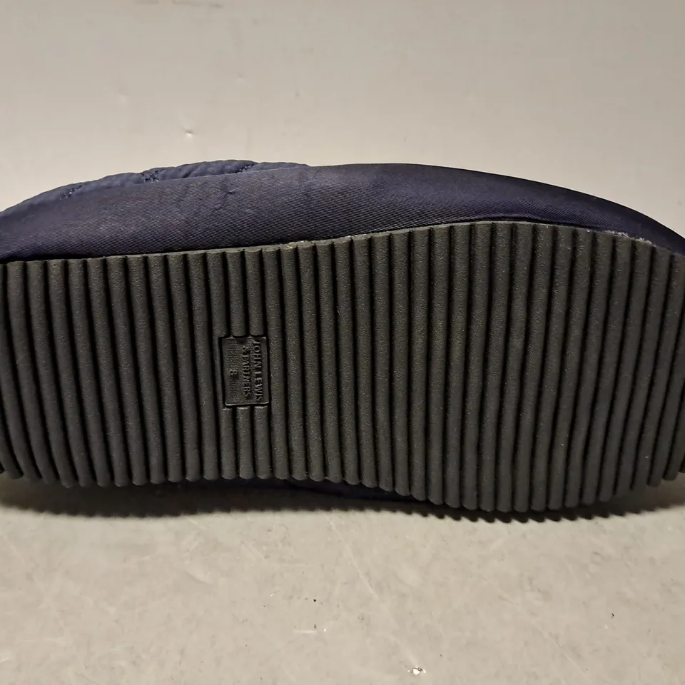 JOHN LEWIS ANYDAY QUILTED SLIP ON NAVY SLIPPERS - SIZE 8