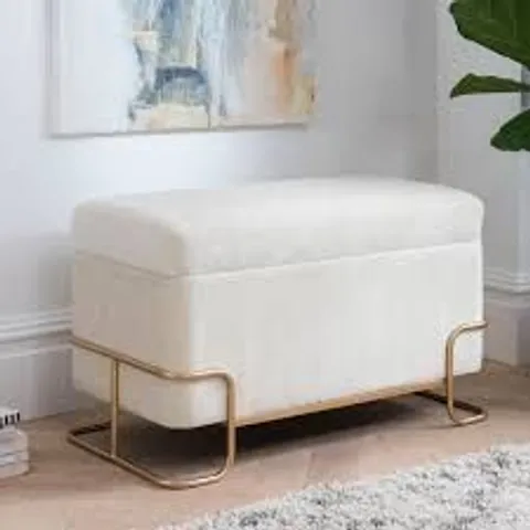 BRAND NEW BOXED CREAM LARGE RECTANGULAR LOUNGE STOOL