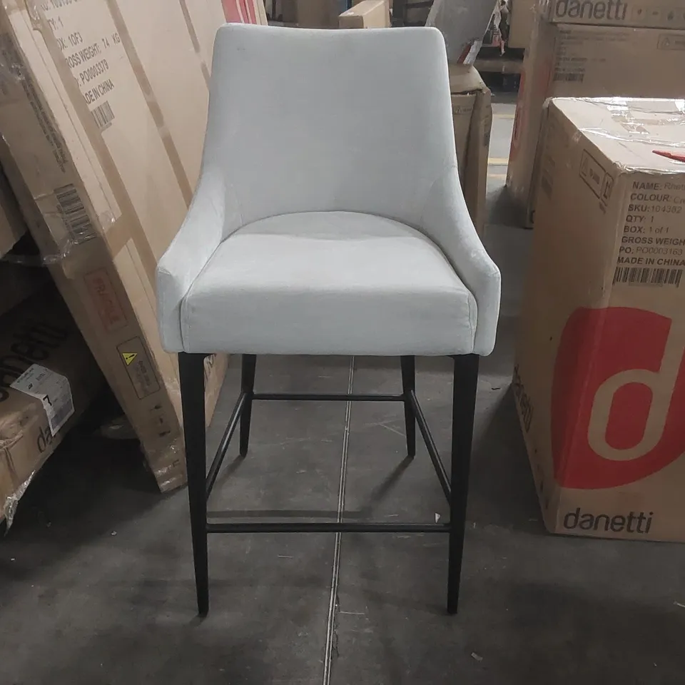 DANETTI JULIANA NATURAL GREY CHENILLE FABRIC BAR STOOL