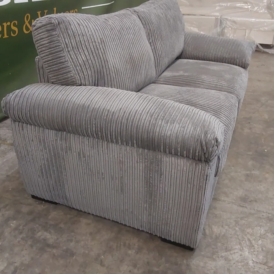 QUALITY DESIGNER AMALFI STANDARD BACK FABRIC 2 SEATER SOFA BED - CHARCOAL