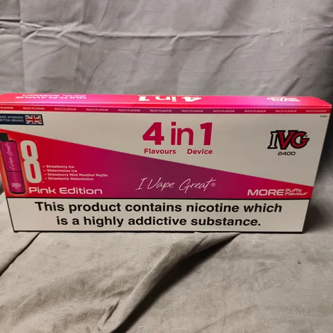 SEALED IVG 2400 4-IN-1 FLAVOURS DEVICE PINK EDITION – 5-PACK