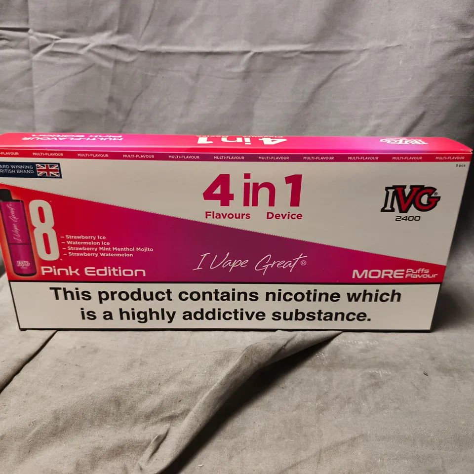 SEALED IVG 2400 4-IN-1 FLAVOURS DEVICE PINK EDITION – 5-PACK