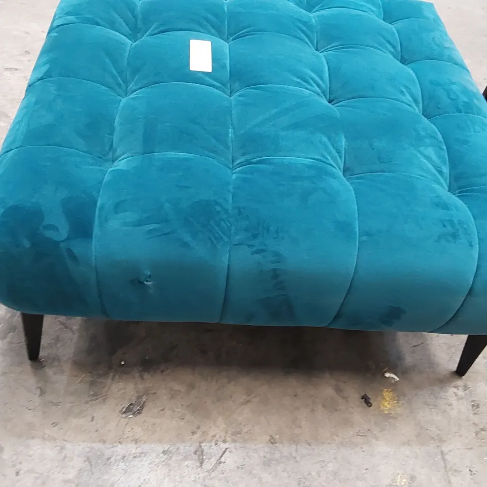 DESIGNER TEAL VELVET MONTREAL FOOTSTOOL (1 ITEM)