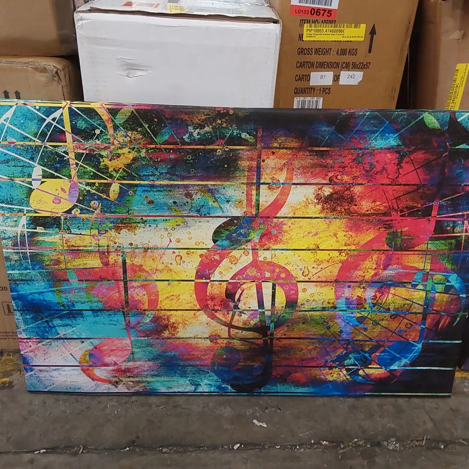 GRUNGE MUSIC NOTE MUSICAL - WRAPPED CANVAS ART